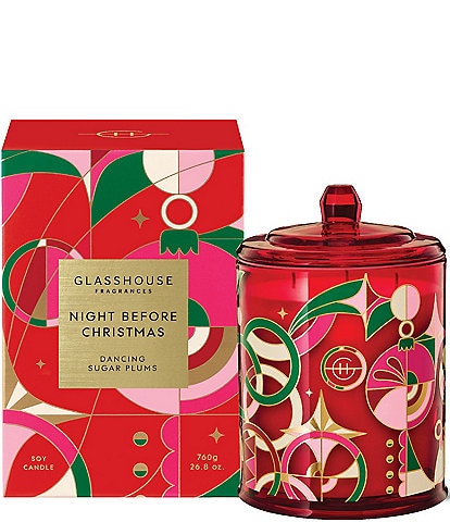 Glasshouse Fragrances Night Before Christmas Dancing Sugar Plums Triple Scented Candle, 26.8 oz.