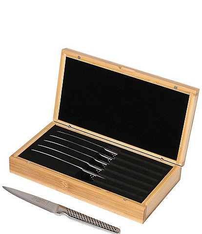 Global 6-Piece Steak Knife Set With Bamboo Box