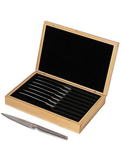 Global 8-Piece Steak Knife Set With Bamboo Box