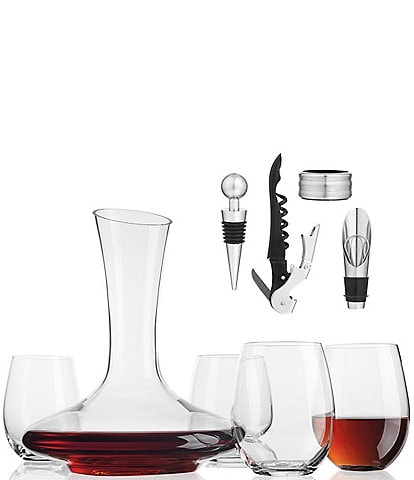 Godinger 9-Piece Carafe and Stemless Wine Set with Tools