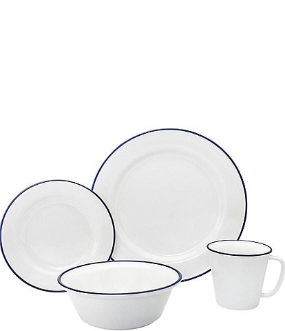 Godinger Bistro Blue Banded Porcelain 16-Piece Dinnerware Set