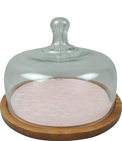 Godinger Capri Pink Cake Plate with Dome
