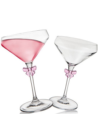 Godinger Runway Pink Bow Coupe Glasses, Set of 2