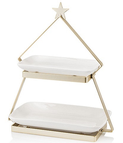 Godinger Sleigh Gold 2-Tier Cake Server