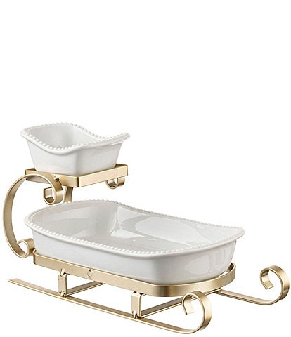 Godinger Sleigh Gold 2-Tier Dip Server