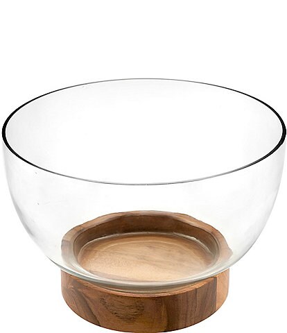 Godinger Wood and Glass Serving Bowl, 9.45#double;