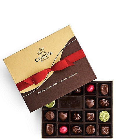 Godiva Holiday 18-Piece Assorted Dark Chocolate Gold-Tone Gift Box Set