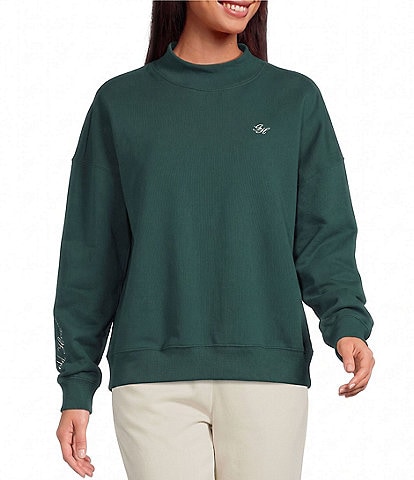 GOLD HINGE Prep Mock Neck Long Sleeve Sweatshirt