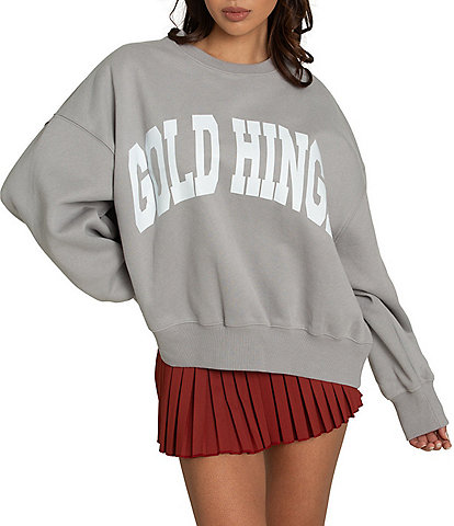 GOLD HINGE Wide Arm Crew Neck Long Sleeve Logo Sweatshirt