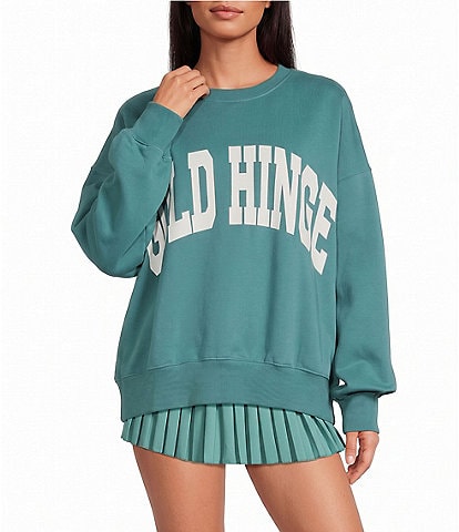 GOLD HINGE Coordinating Wide Arm Crew Neck Long Sleeve Logo Sweatshirt