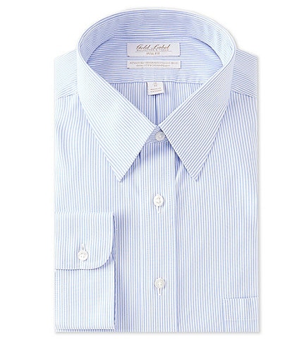 Gold Label Roundtree & Yorke Full-Fit Non-Iron Point-Collar Striped Dress Shirt