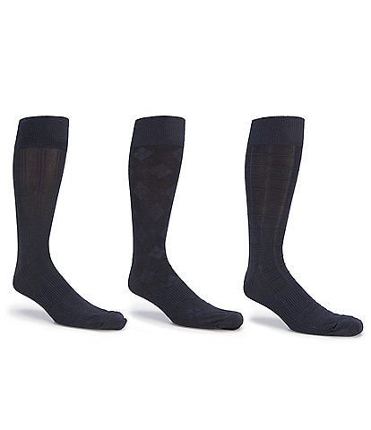 Gold Label Roundtree & Yorke Big & Tall Assorted Square-Canale-Argyle Crew Socks 3-Pack