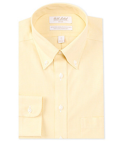 Gold Label Roundtree & Yorke Big & Tall Fitted Non-Iron Button-Down Collar Houndstooth Dress Shirt