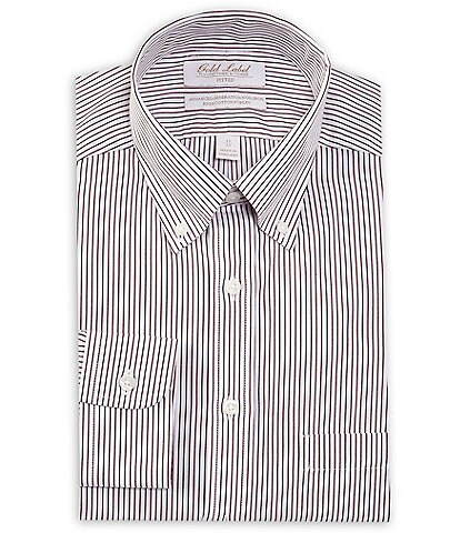 Gold Label Roundtree & Yorke Big & Tall Fitted Non-Iron Button-Down Collar Poplin Stripe Dress Shirt