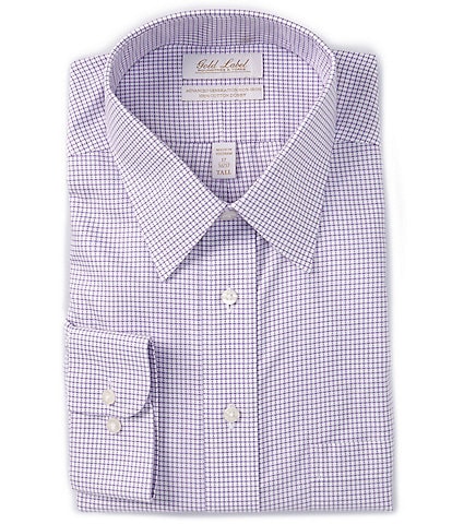 Gold Label Roundtree & Yorke Big & Tall Non-Iron Point Collar Grid Dobby Dress Shirt