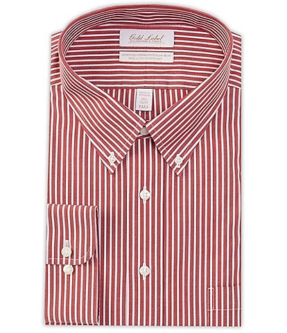 Gold Label Roundtree & Yorke Big & Tall Non-Iron Button-Down Collar Bengal Striped Pinpoint Dress Shirt