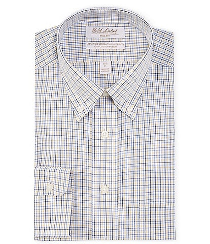 Gold Label Roundtree & Yorke Big & Tall Full-Fit Non-Iron Button-Down Collar Checked Dress Shirt