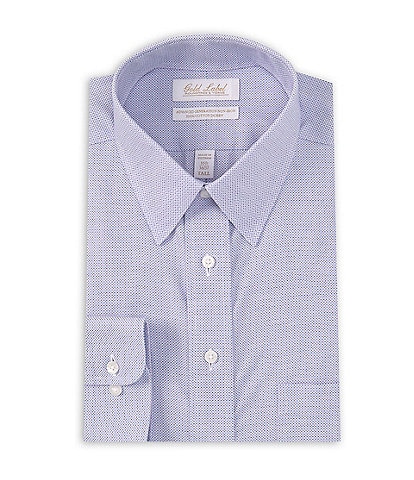 Gold Label Roundtree & Yorke Big & Tall Full Fit Non-Iron Point Collar Textured Dobby Dress Shirt
