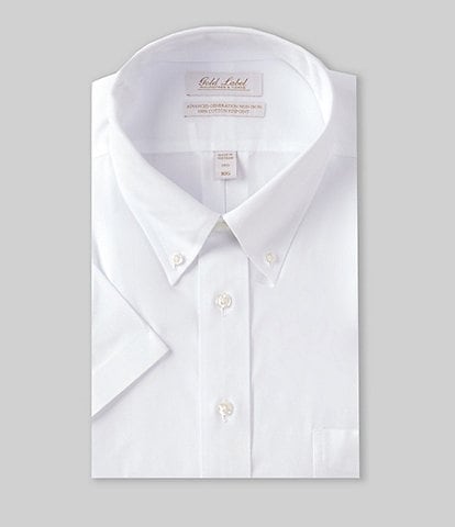 Gold Label Roundtree & Yorke Big & Tall Fitted Non-Iron Button-Down Collar Short-Sleeve Dress Shirt