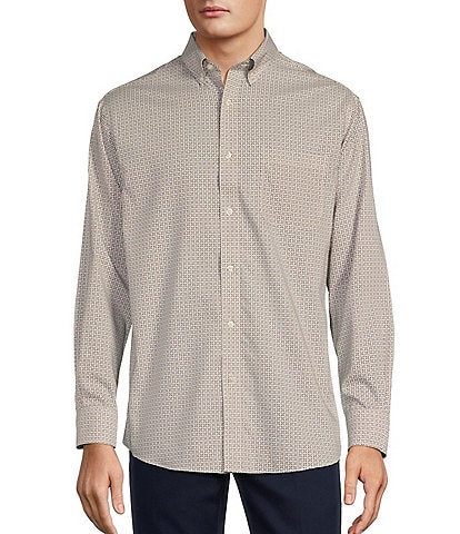 Gold Label Roundtree & Yorke Big & Tall Non-Iron Long Sleeve Geometric X Print Sport Shirt