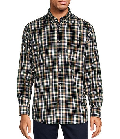 Gold Label Roundtree & Yorke Big & Tall Non-Iron Long Sleeve Large Plaid Sport Shirt