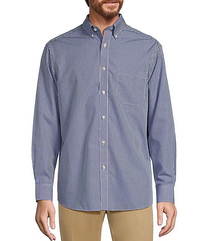 Gold Label Roundtree & Yorke Big & Tall Non-Iron Long Sleeve Small Checked Print Sport Shirt