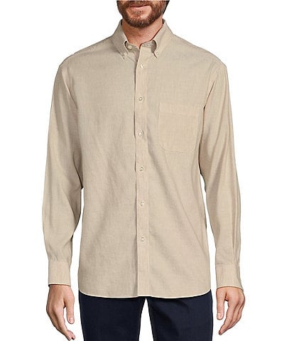 Gold Label Roundtree & Yorke Big & Tall Non-Iron Long Sleeve Solid Linen Blend Sport Shirt