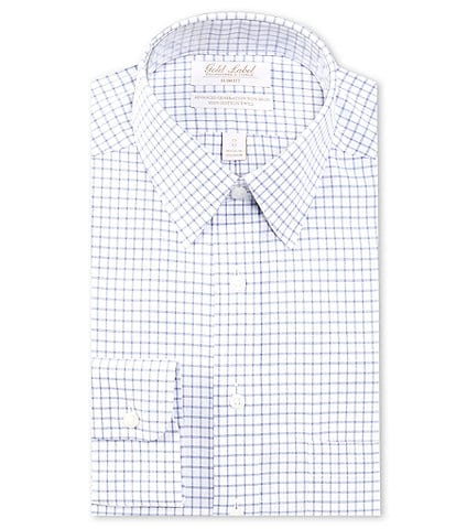 Gold Label Roundtree & Yorke Big & Tall Non-Iron Point Collar Grid Print  Dress Shirt