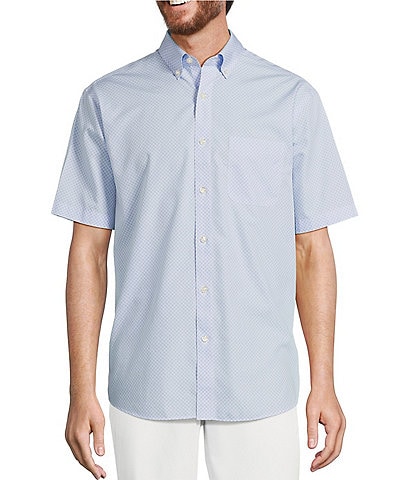 Gold Label Roundtree & Yorke Big & Tall Non-Iron Short Sleeve Diamond Print Poplin Sport Shirt