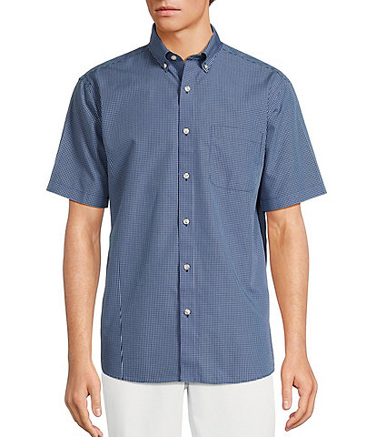 Gold Label Roundtree & Yorke Big & Tall Non-Iron Short Sleeve Gingham Poplin Sport Shirt