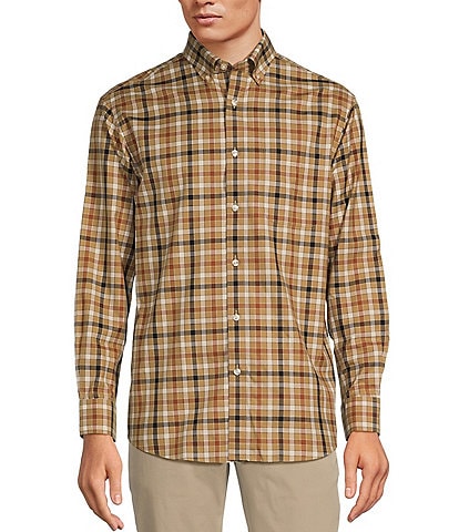 Gold Label Roundtree & Yorke Big & Tall Non-Iron Twill Long Sleeve Multi Plaid Sport Shirt