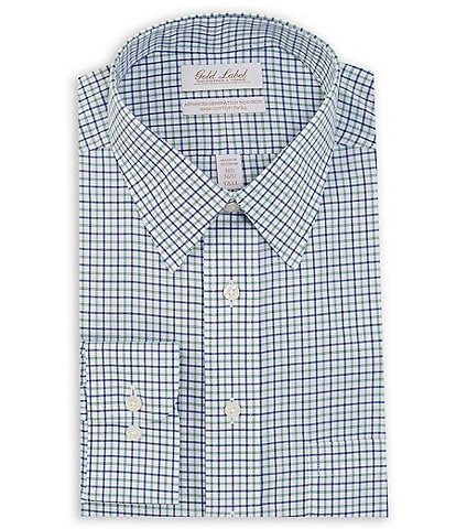 Gold Label Roundtree & Yorke Big & Tall Slim Fit Non-Iron Point Collar Grid Checked Dress Shirt