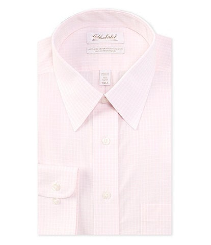 Gold Label Roundtree & Yorke Big & Tall Slim Fit Non-Iron Point Collar Checked Dress Shirt