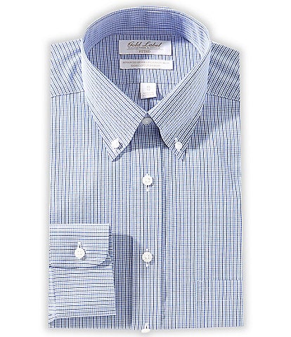Gold Label Roundtree & Yorke Denton Classic Fit Non-Iron Button Down Collar Checked Dress Shirt