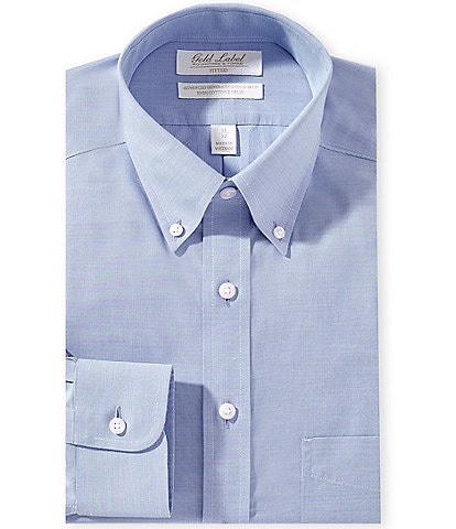 Gold Label Roundtree & Yorke Denton Classic Fit Non-Iron Button Down Collar Solid Dress Shirt