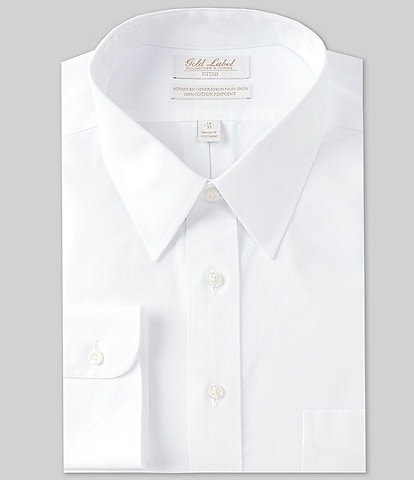 Gold Label Roundtree & Yorke Fitted Non-Iron Point Collar Solid Dress Shirt