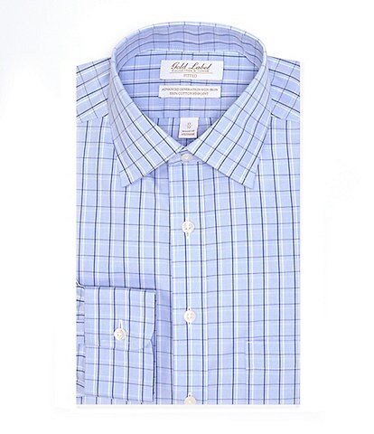 Gold Label Roundtree & Yorke Non-Iron Fitted Spread Collar Checked Dress Shirt