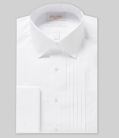 Gold Label Roundtree & Yorke Fitted Non-Iron Spread Collar French Cuff Tuxedo Dress Shirt