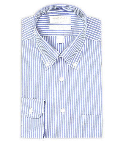 Gold Label Roundtree & Yorke Full Fit Non-Iron Button Down Collar Bengal Stripe Dress Shirt