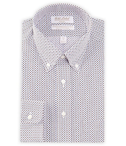 Gold Label Roundtree & Yorke Full Fit Non-Iron Button-Down Collar Geometric Print Dress Shirt