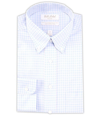 Gold Label Roundtree & Yorke Full Fit Non-Iron Button Down Collar Grid Checked Twill Dress Shirt