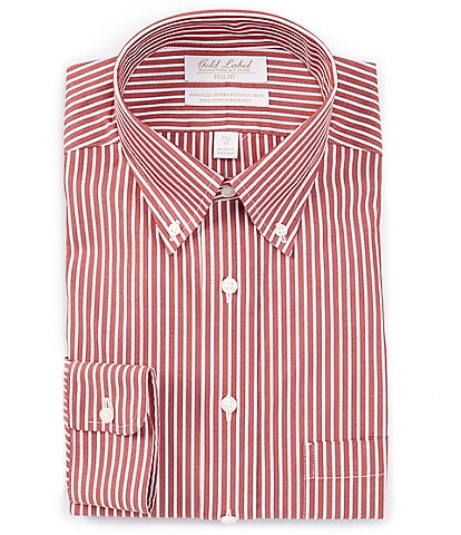 Gold Label Roundtree & Yorke Full Fit Non-Iron Button Down Collar Bengal Striped Dress Shirt