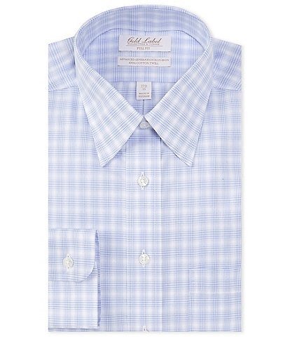 Gold Label Roundtree & Yorke Full-Fit Non-Iron Point Collar Ombre Check Dress Shirt