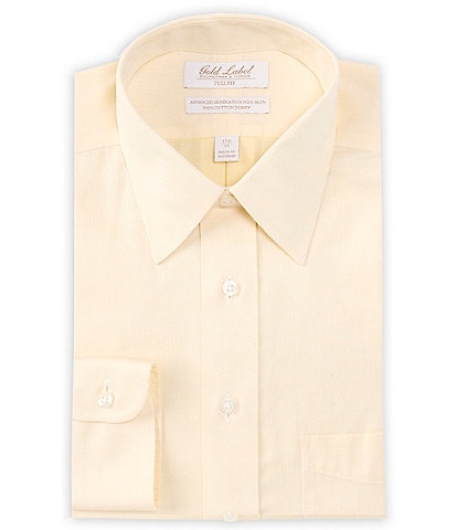 Gold Label Roundtree & Yorke Full-Fit Non-Iron Point Collar Solid Dobby Dress Shirt