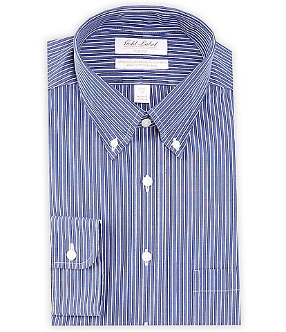 Gold Label Roundtree & Yorke Full Fit Non-Iron Button-Down Collar Striped Dress Shirt