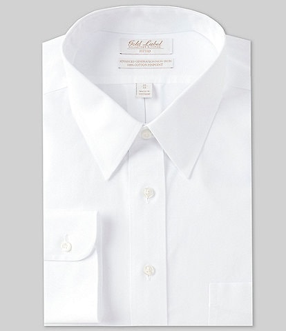Gold Label Roundtree & Yorke Fitted Non-Iron Button Down Collar Solid Dress Shirt
