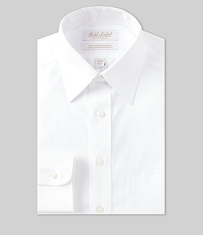 Gold Label Roundtree & Yorke Non-Iron Fitted Point-Collar Solid Dress Shirt