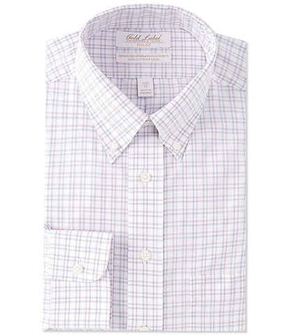 Gold Label Roundtree & Yorke Non-Iron Full-Fit Button Down Collar Checked Dress Shirt