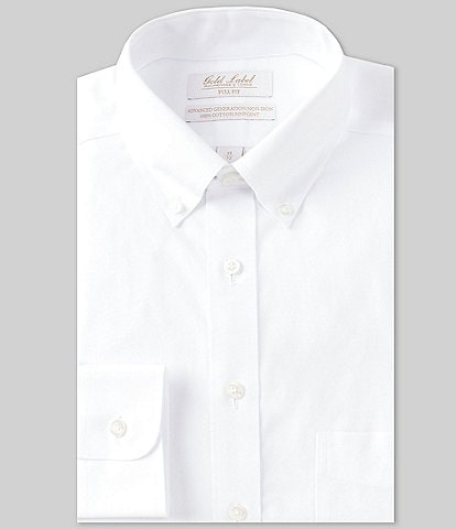 Gold Label Roundtree & Yorke Full-Fit Non-Iron Button-Down Collar Solid Dress Shirt