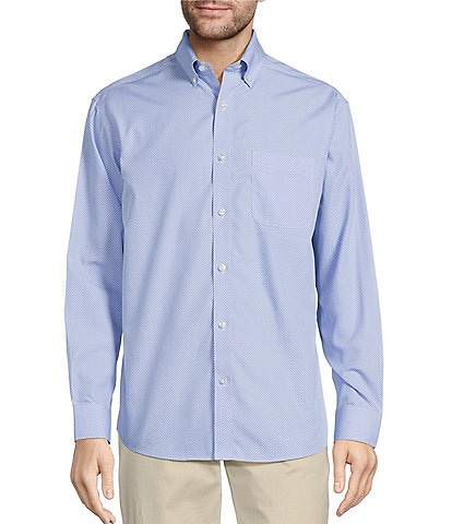 Gold Label Roundtree & Yorke Non-Iron Long Sleeve Bean Print Sport Shirt